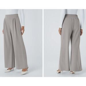 Halara Flex High Waist Pleat Gray Pants Wide Leg Micro Waffle Work sz XS Petite